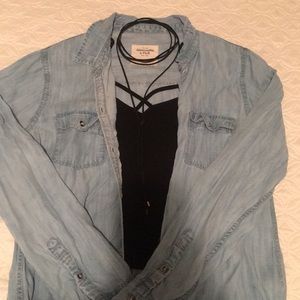 Black cross front tank top